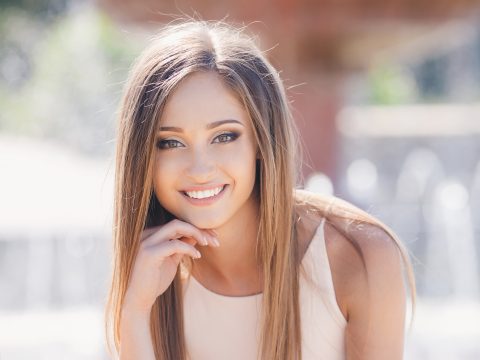 woman with beautiful professionally whitened smile